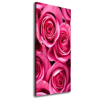 Cuadro moderno en lienzo resistente uv vertical rosas rosadas