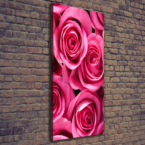 Cuadro moderno en lienzo resistente uv vertical rosas rosadas