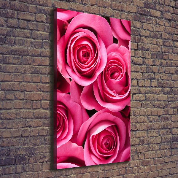 Cuadro moderno en lienzo resistente uv vertical rosas rosadas