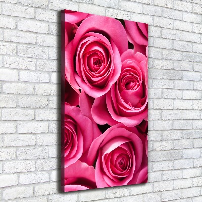 Cuadro moderno en lienzo resistente uv vertical rosas rosadas