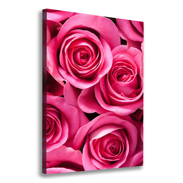 Cuadro moderno en lienzo resistente uv vertical rosas rosadas