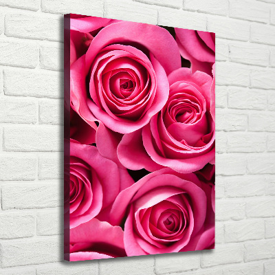 Cuadro moderno en lienzo resistente uv vertical rosas rosadas