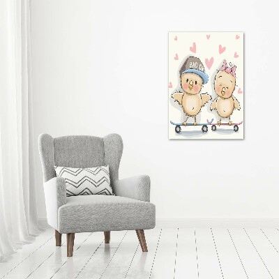 Foto obraz na płótnie pionowy Kurczaki deskorolka