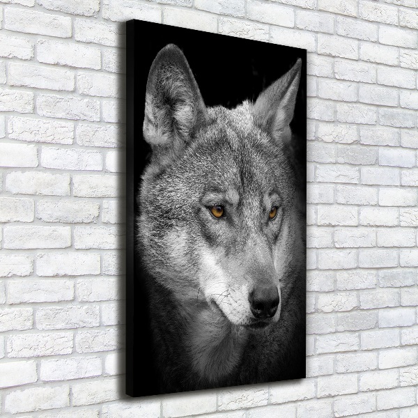 Cuadro canvas decorativo para salón vertical Retrato de un lobo