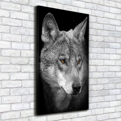 Cuadro canvas decorativo para salón vertical Retrato de un lobo