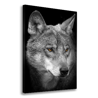 Cuadro canvas decorativo para salón vertical Retrato de un lobo