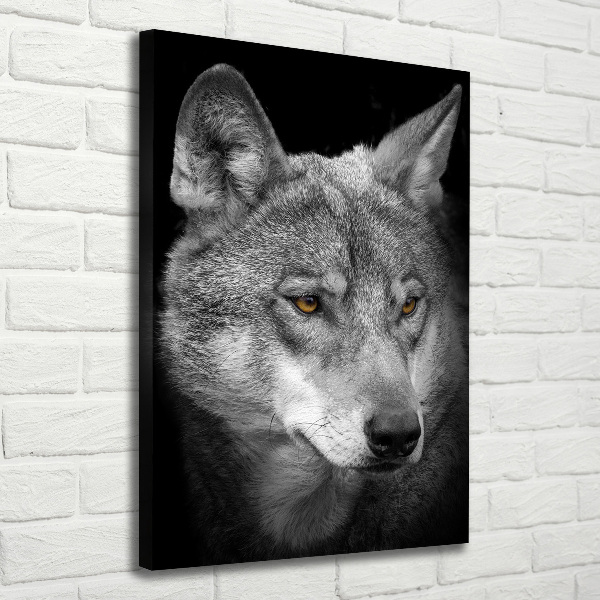 Cuadro canvas decorativo para salón vertical Retrato de un lobo