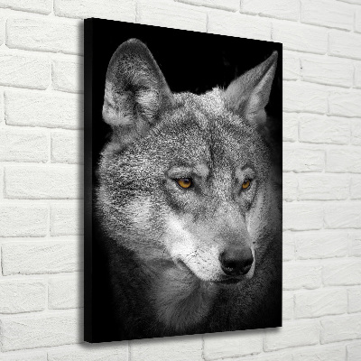 Cuadro canvas decorativo para salón vertical Retrato de un lobo