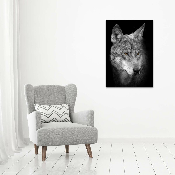 Cuadro canvas decorativo para salón vertical Retrato de un lobo
