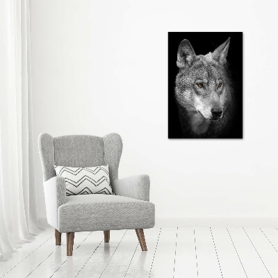 Cuadro canvas decorativo para salón vertical Retrato de un lobo
