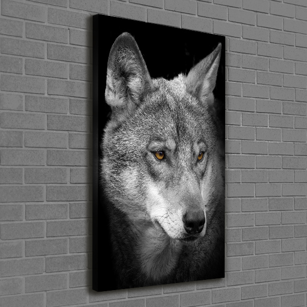 Cuadro canvas decorativo para salón vertical Retrato de un lobo