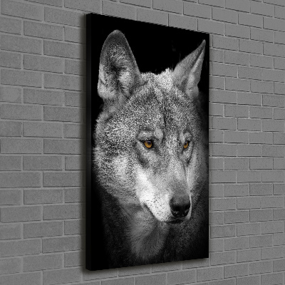Cuadro canvas decorativo para salón vertical Retrato de un lobo