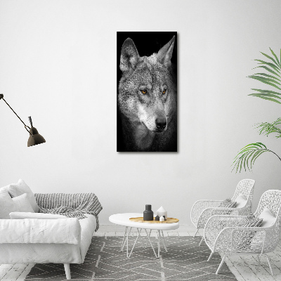 Cuadro canvas decorativo para salón vertical Retrato de un lobo