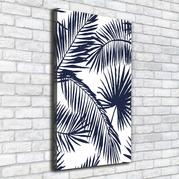 Cuadro moderno en lienzo resistente uv vertical hojas de palma