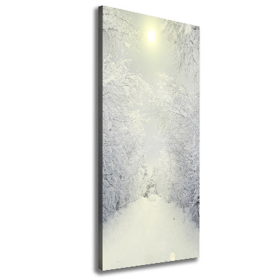 Cuadro canvas decorativo para salón vertical Bosque en invierno