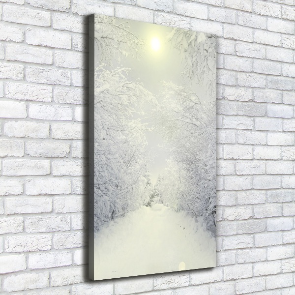 Cuadro canvas decorativo para salón vertical Bosque en invierno