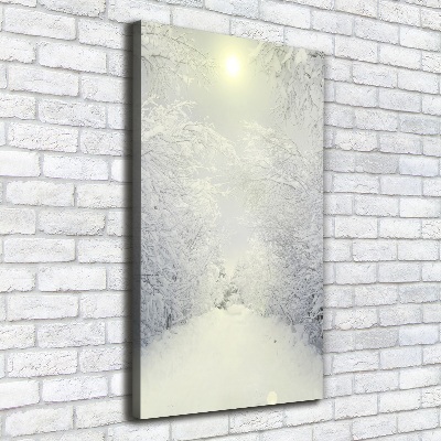 Cuadro canvas decorativo para salón vertical Bosque en invierno