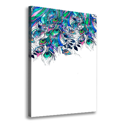 Impresión en lienzo vertical plumas de pavo real