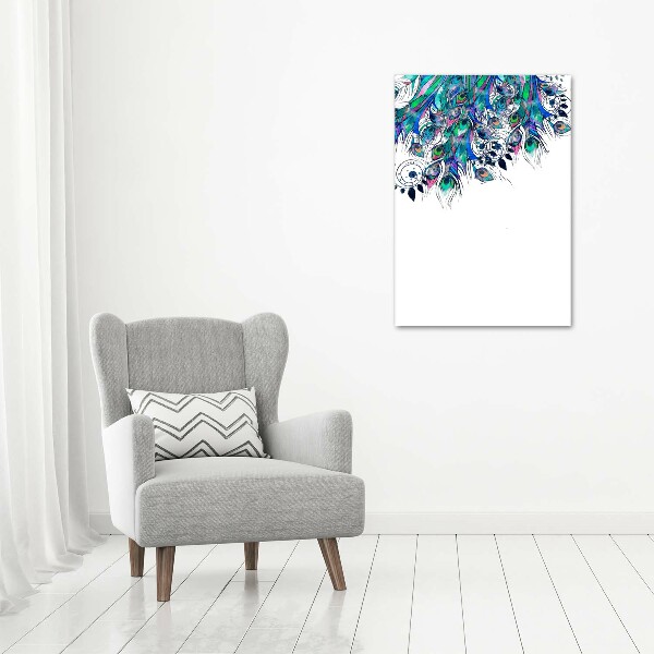 Impresión en lienzo vertical plumas de pavo real