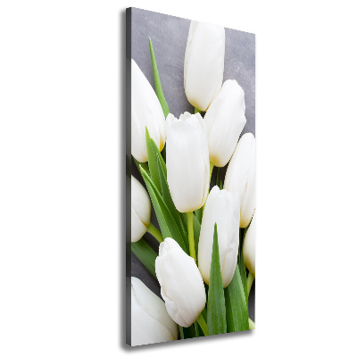 Fotografía en lienzo vertical tulipanes blancos