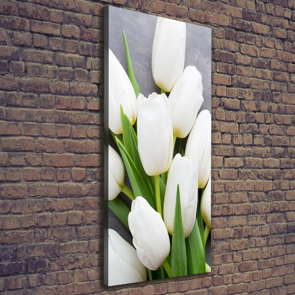 Fotografía en lienzo vertical tulipanes blancos