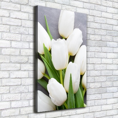 Fotografía en lienzo vertical tulipanes blancos