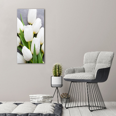 Fotografía en lienzo vertical tulipanes blancos