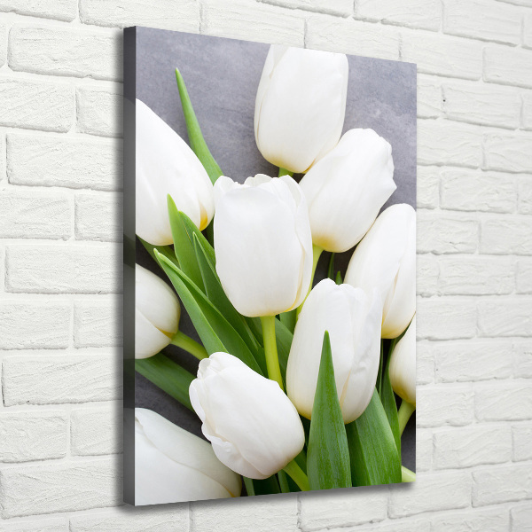 Fotografía en lienzo vertical tulipanes blancos