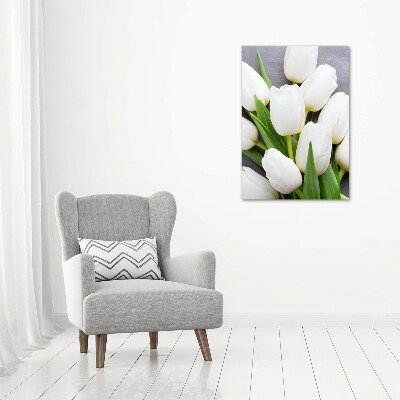 Fotografía en lienzo vertical tulipanes blancos