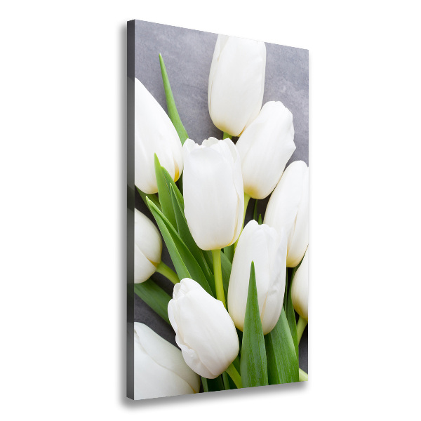 Fotografía en lienzo vertical tulipanes blancos