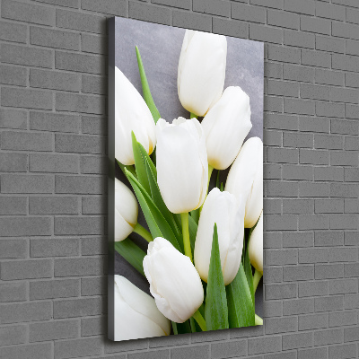 Fotografía en lienzo vertical tulipanes blancos