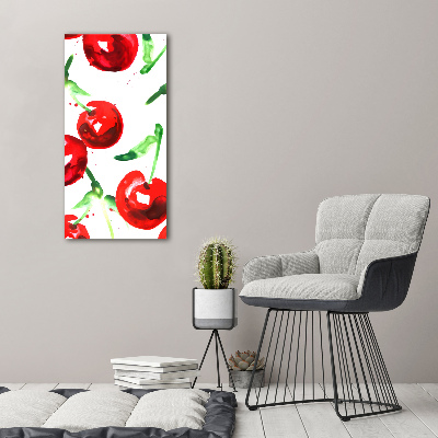 Cuadro canvas decorativo para salón vertical Guindas