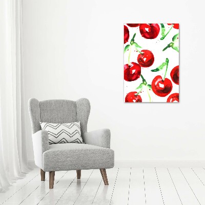 Cuadro canvas decorativo para salón vertical Guindas