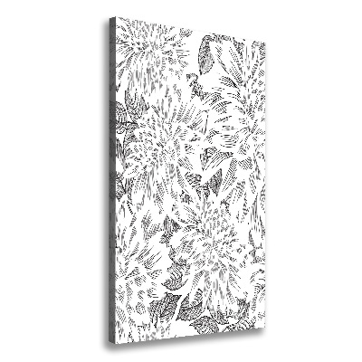 Cuadro canvas decorativo para salón vertical Peonías