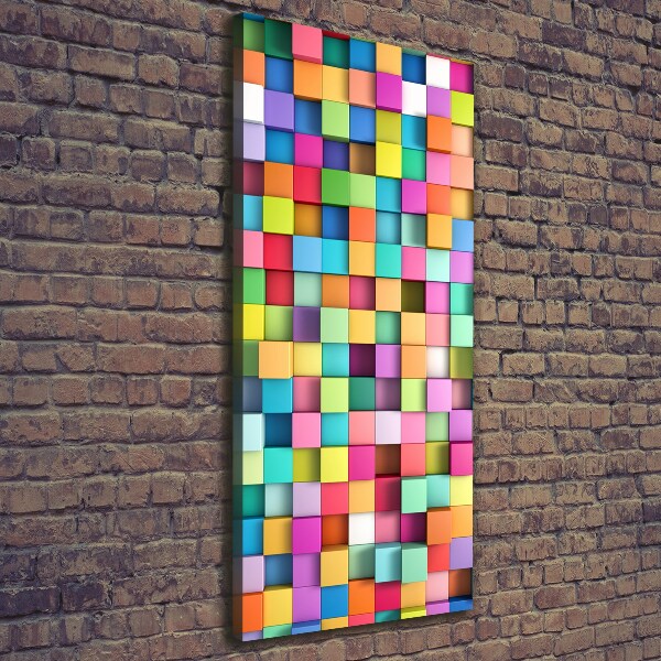 Cuadro canvas decorativo para salón vertical Cuadrados de abstracción