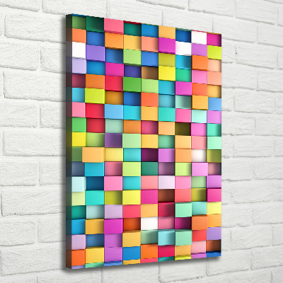 Cuadro canvas decorativo para salón vertical Cuadrados de abstracción