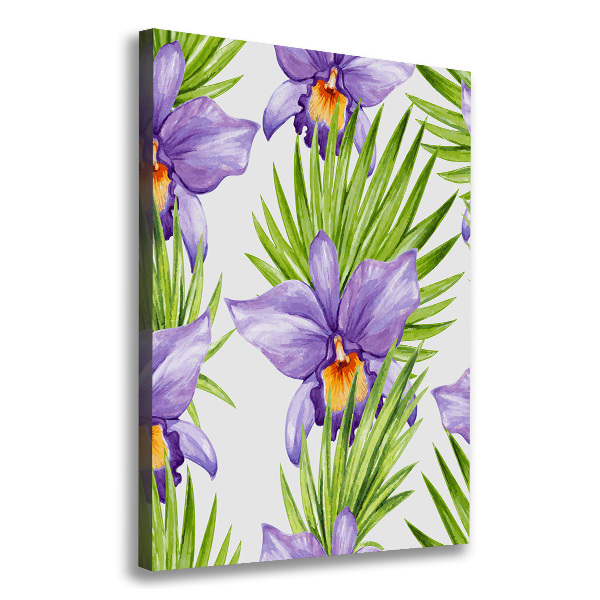 Cuadro moderno en lienzo resistente uv vertical Orquídeas y palmeras
