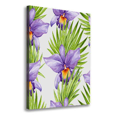 Cuadro moderno en lienzo resistente uv vertical Orquídeas y palmeras