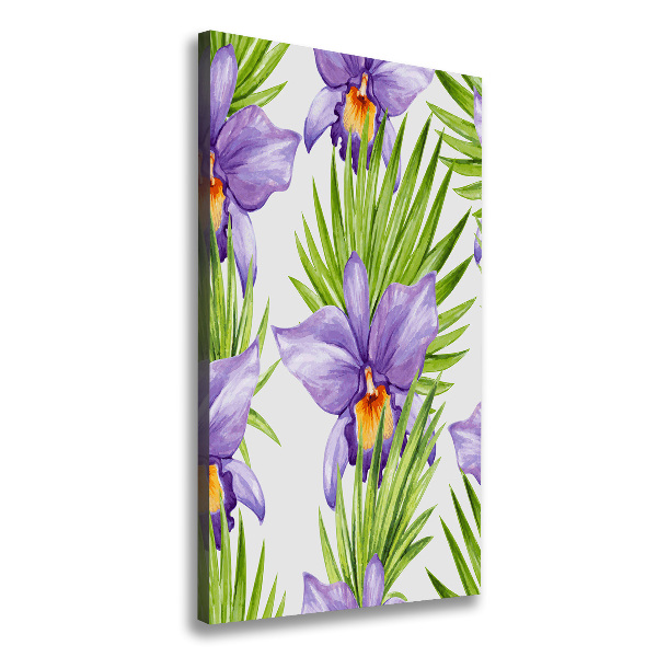 Cuadro moderno en lienzo resistente uv vertical Orquídeas y palmeras