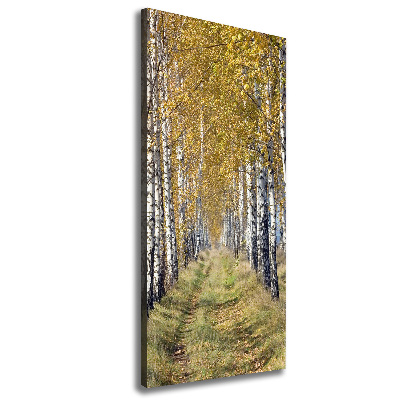 Cuadro canvas decorativo para salón vertical bosque de abedules