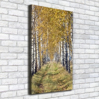 Cuadro canvas decorativo para salón vertical bosque de abedules