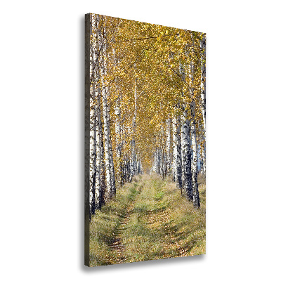 Cuadro canvas decorativo para salón vertical bosque de abedules