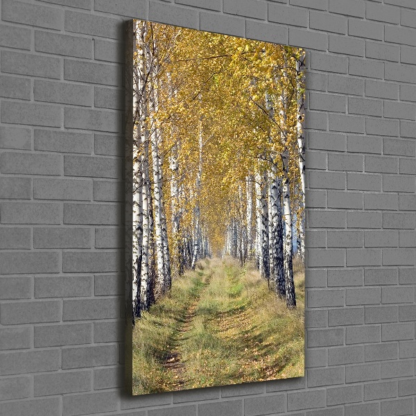 Cuadro canvas decorativo para salón vertical bosque de abedules