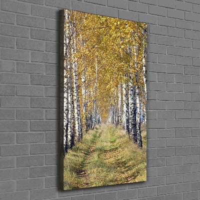 Cuadro canvas decorativo para salón vertical bosque de abedules