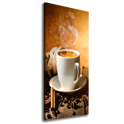 Cuadro canvas decorativo para salón vertical Una taza de café