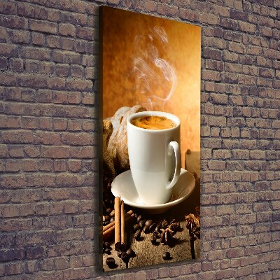 Cuadro canvas decorativo para salón vertical Una taza de café