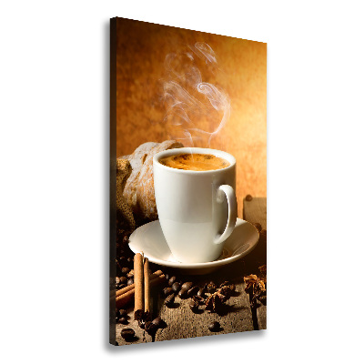 Cuadro canvas decorativo para salón vertical Una taza de café