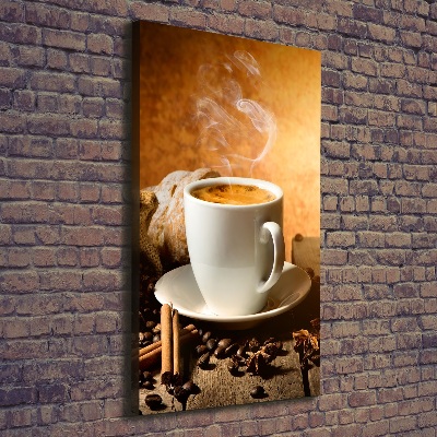 Cuadro canvas decorativo para salón vertical Una taza de café