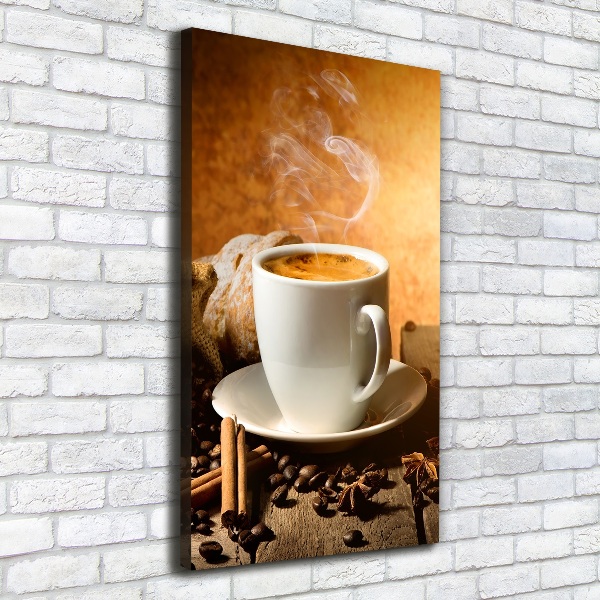 Cuadro canvas decorativo para salón vertical Una taza de café