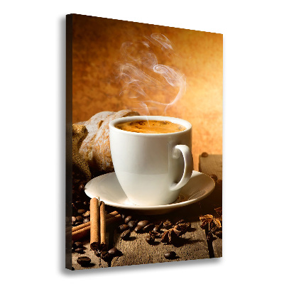 Cuadro canvas decorativo para salón vertical Una taza de café